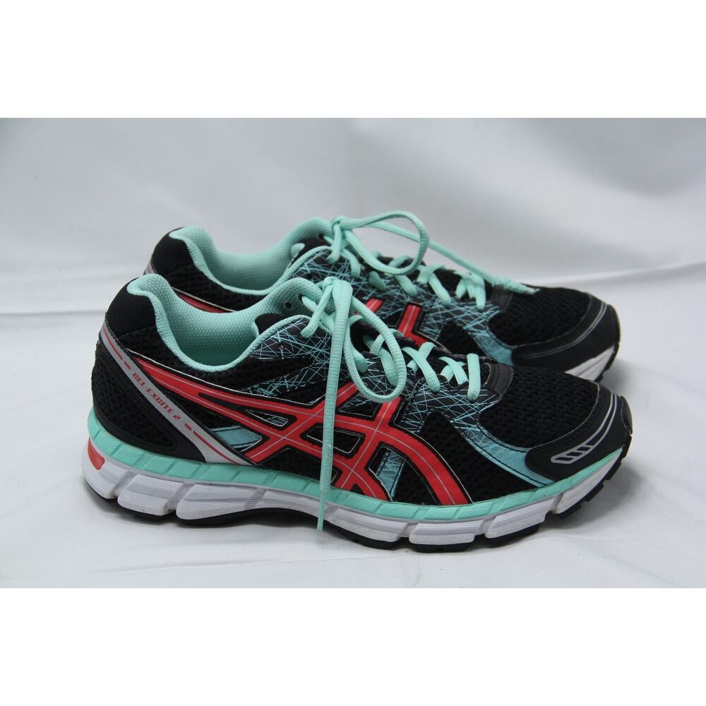 ASICS Gel Excite 2 Running Shoes Women's Size 10 Black Teal Walking 483Q(D)